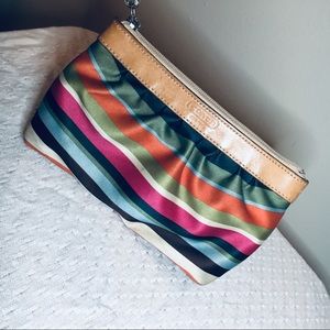 Coach striped wristlet clutch